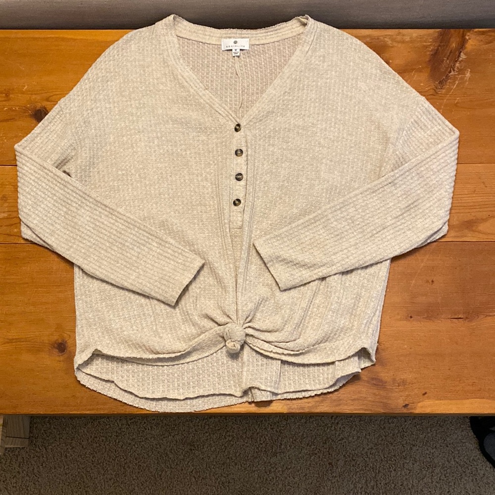Socialite Waffle Knit Henley